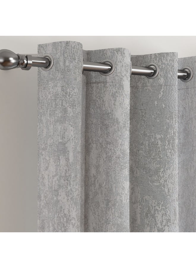 Home Box Extra Long Jacquard Curtain Set - Grey - 2 Pieces - Image 2